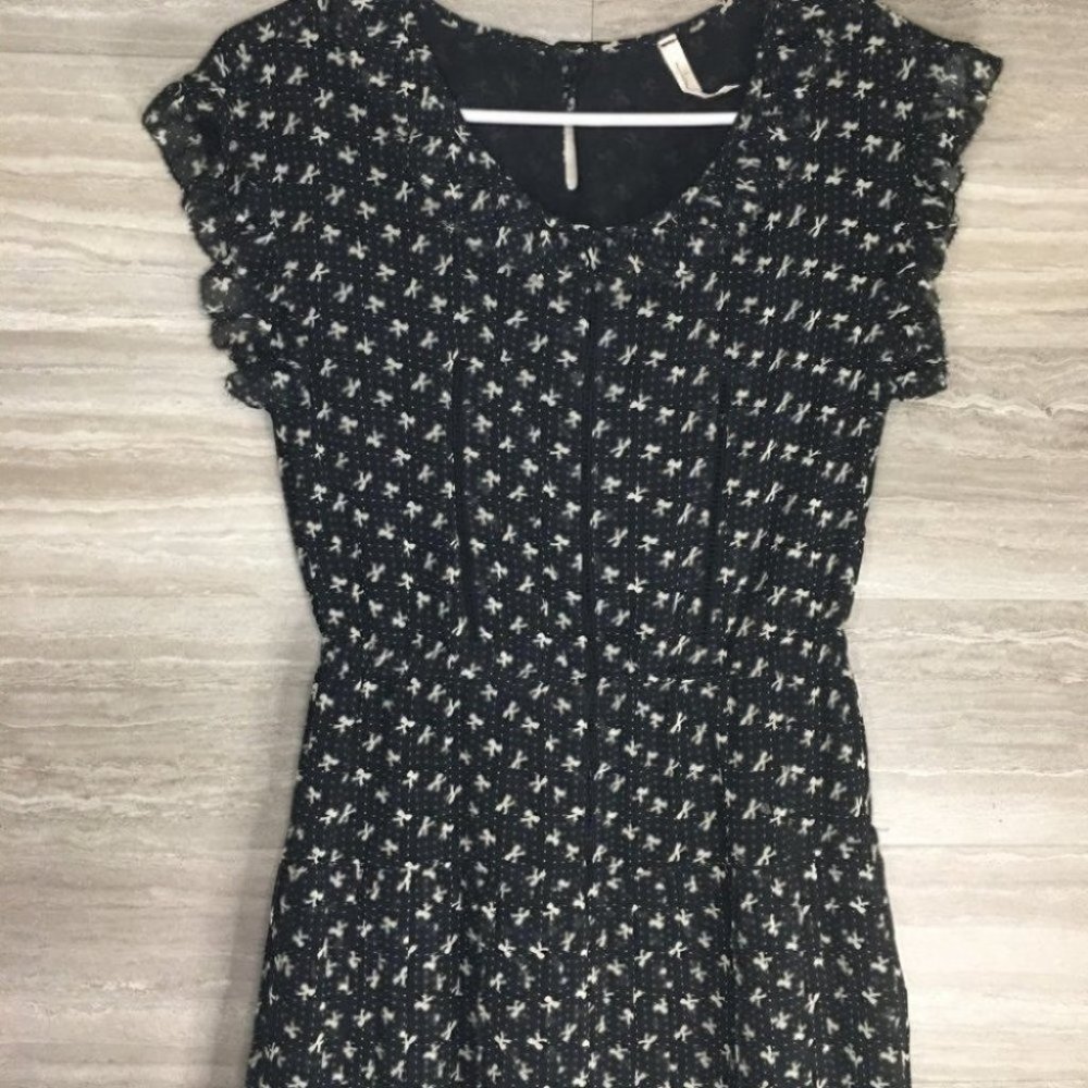 Anthro Willow & Clay Bow Print Pleated Dress - Picture 4 of 10